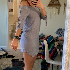 Blue pinstripe dress